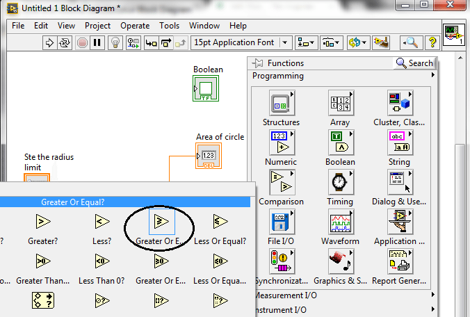 Area and volume calculation with the radius in LabVIEW, Calculate area of circle using LabVIEW, How to find area of cylinder in NI LabVIEW, LabVIEW to find area and volume of different shapes with the given radius, Find area and volume with the radius in NI LabVIEW