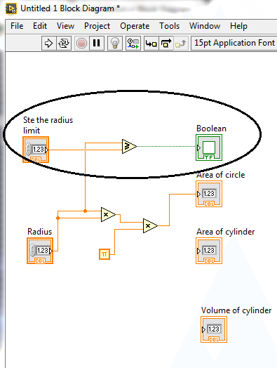 Area and volume calculation with the radius in LabVIEW, Calculate area of circle using LabVIEW, How to find area of cylinder in NI LabVIEW, LabVIEW to find area and volume of different shapes with the given radius, Find area and volume with the radius in NI LabVIEW