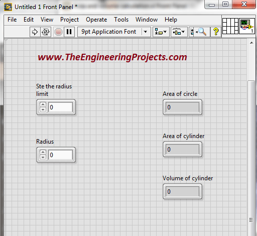 Area and volume calculation with the radius in LabVIEW, Calculate area of circle using LabVIEW, How to find area of cylinder in NI LabVIEW, LabVIEW to find area and volume of different shapes with the given radius, Find area and volume with the radius in NI LabVIEW