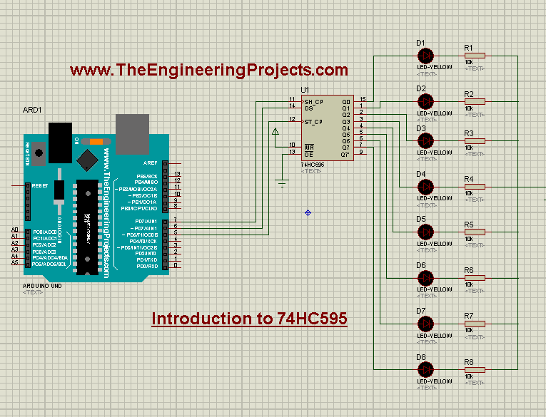 Introduction to 74HC595, getting started with 74HC595, how to start with 74HC595, how to getting started with 74HC595, how to use 74HC595, How to use 74HC595 for the first time, Using 74HC595. Use of 74HC595