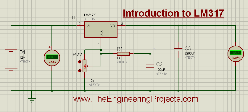 Introduction to LM317, how to start using LM317, getting started with LM317, how to getting started with LM317, how to use LM317, LM317, LM317 proteus simulation, LM317 proteus, proteus LM317