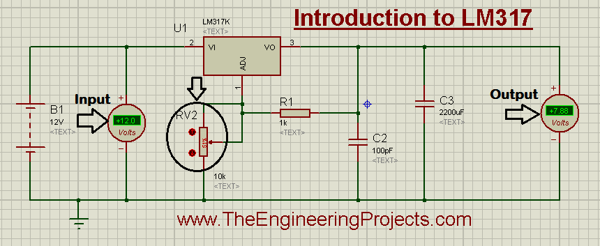 Introduction to LM317, how to start using LM317, getting started with LM317, how to getting started with LM317, how to use LM317, LM317, LM317 proteus simulation, LM317 proteus, proteus LM317