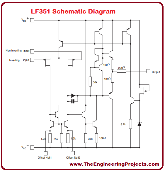 LF351 Pinout, LF351 basics, basics of LF351, getting started with LF351, how to get start LF351, LF351 proteus, Proteus LF351, LF351 Proteus simulation