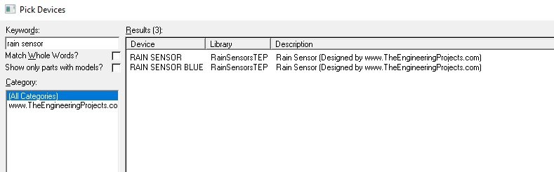 Rain Sensor Library for Proteus, rain sensor in proteus, rain sensor proteus, rain sensor simulation in proteus, rain sensor proteus