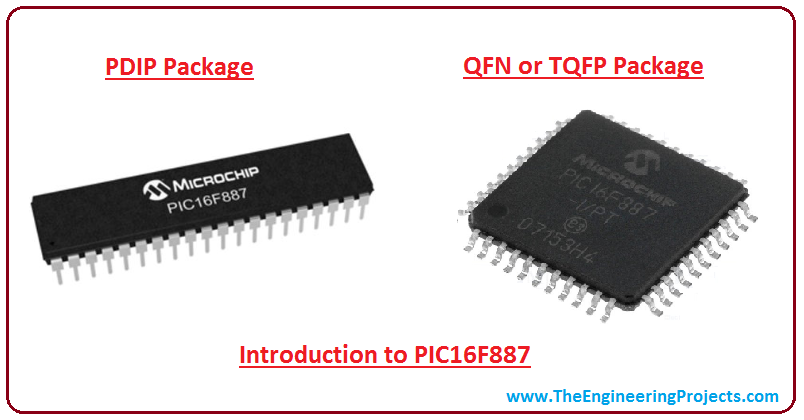 Introduction to pic16f887, pic16f887 pinout, pic16f887 features, pic16f887 applications, pic compiler, pic memory layout