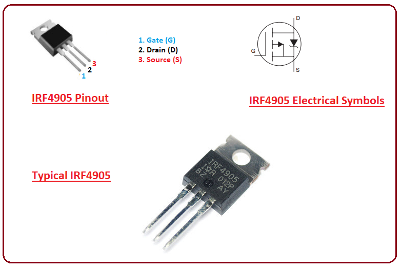 introduction to irf4905, irf4905 features, irf4905 pinout, irf4905 working, applications