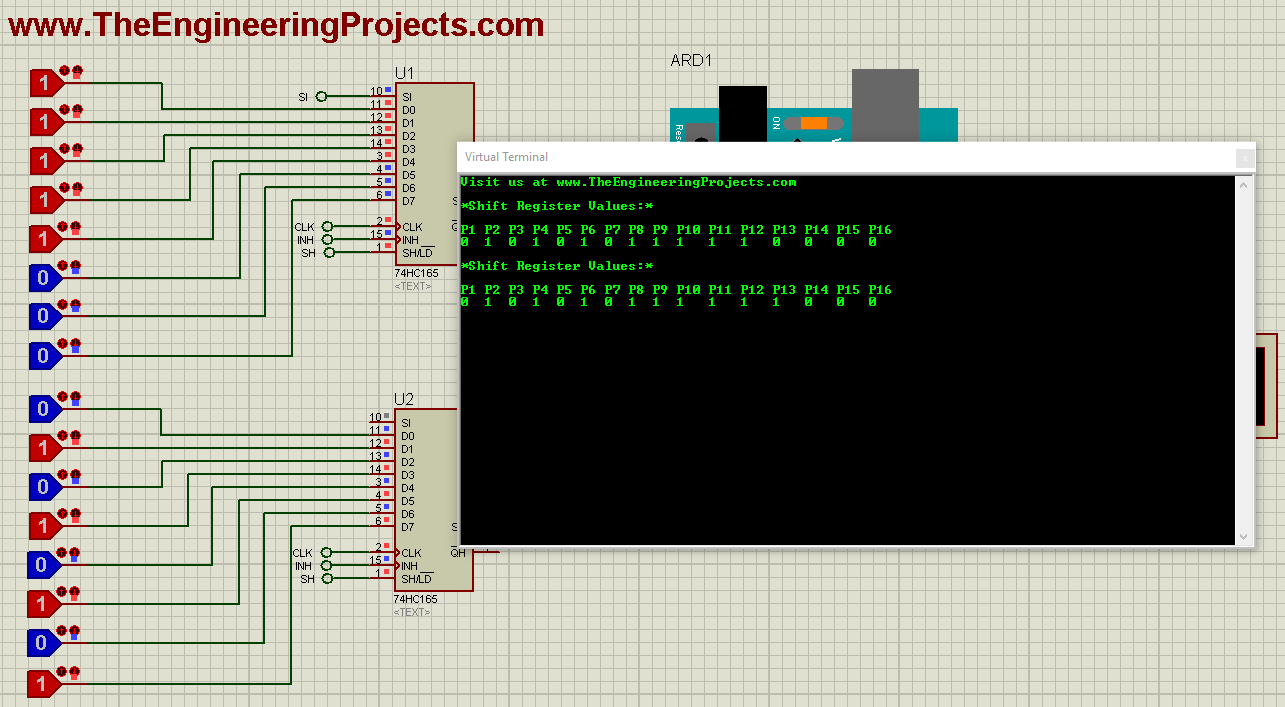 Arduino 74HC165, Arduino 74HC165 interfacing, 74hc165 arduino, increase input pins arduino, arduino input pins