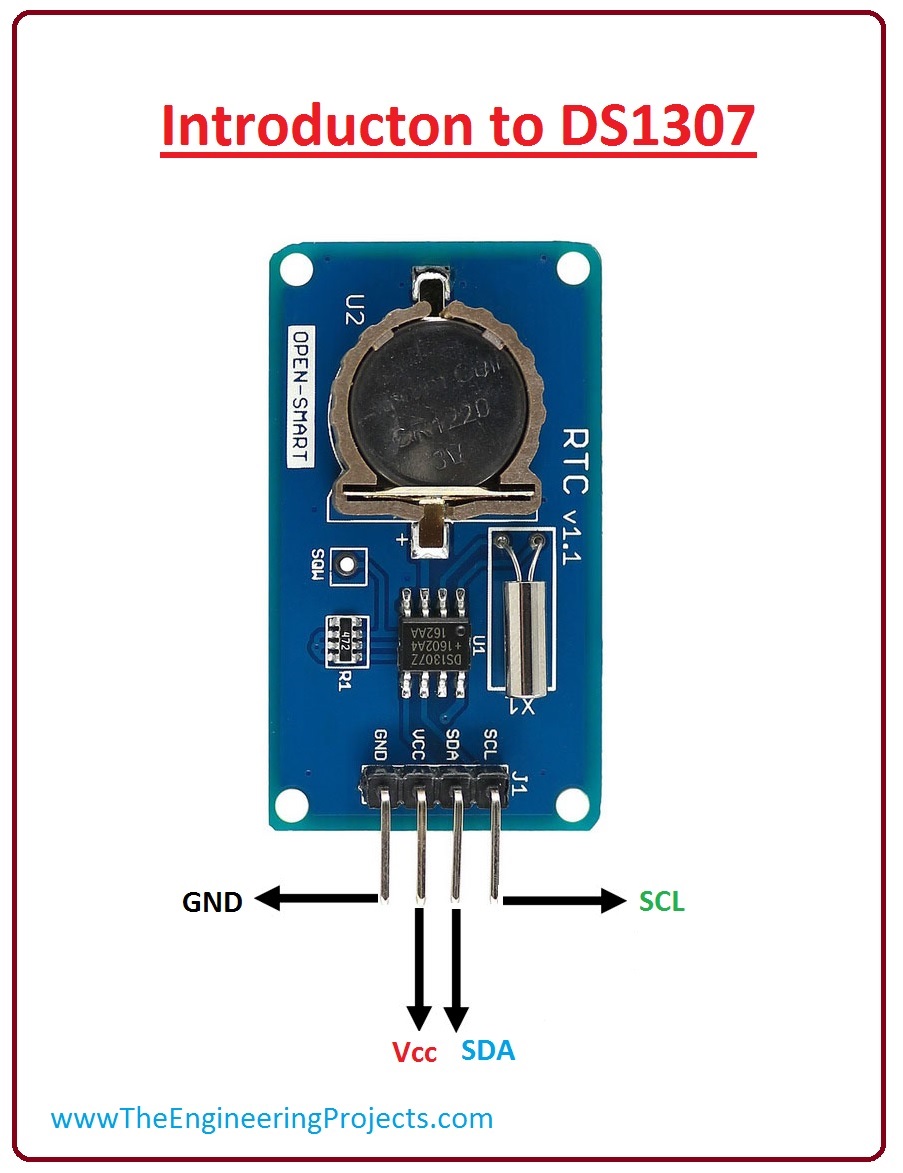 DS1307 pin out, introduction to ds1307, DS1307 working, DS1307 applications, DS1307