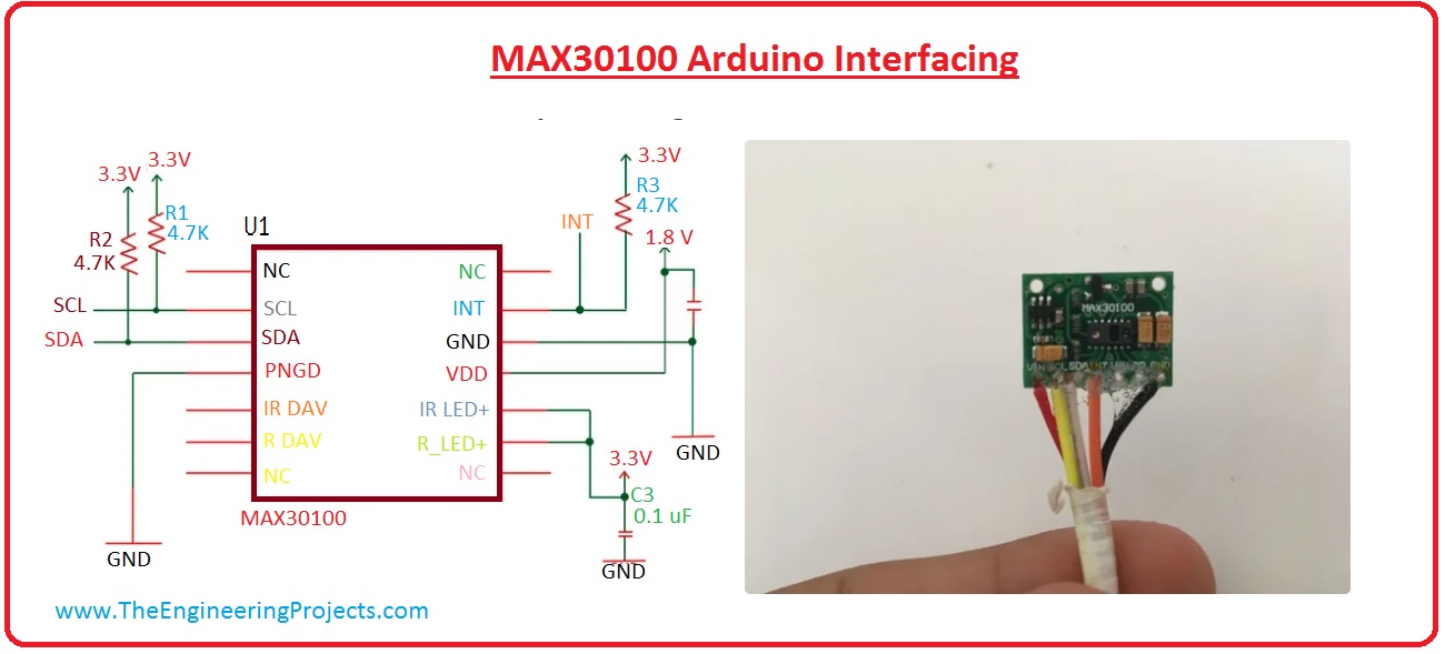 introduction to Max30100, max30100 pinout, max30100 arduino interfacing, max30100 features, max30100 applications, max30100