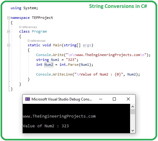 Datatype Conversions in C#, int to float in c#, float to int c#, string to int c#, C# string conversion