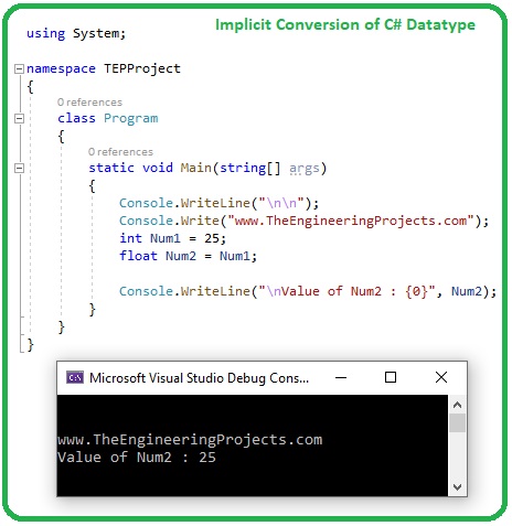 Datatype Conversions in C#, int to float in c#, float to int c#, string to int c#