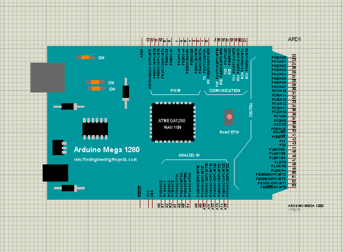 Arduino Mega 1280 Library for Proteus, Arduino Boards, Proteus simulation, Arduino Mega Library, Arduino Boards Proteus library