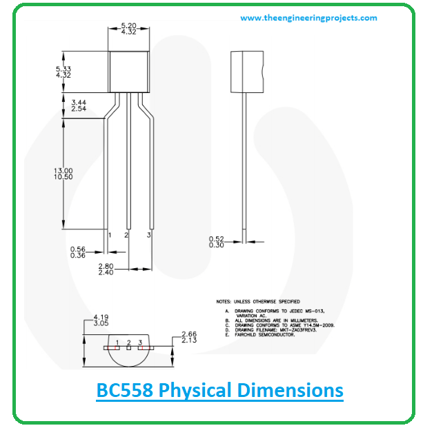 Introduction to BC558, bc558 pinout, bc558 power ratings, bc558 applications