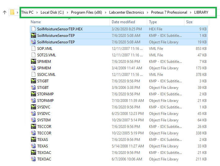 Soil Moisture Sensor Library For Proteus