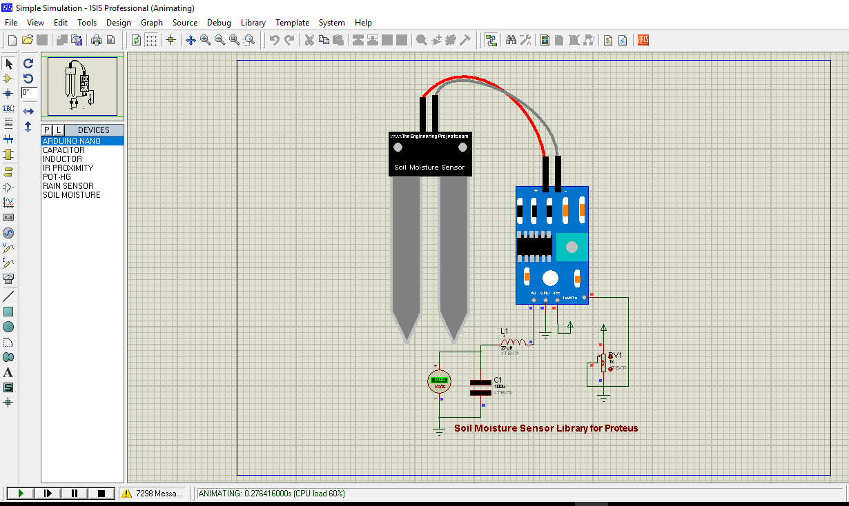 Soil Moisture Sensor Library For Proteus