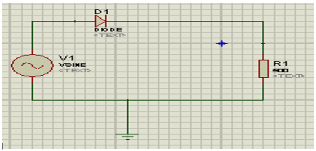 circuit, half wave rectification circuit,half wave rectification in proteus, proteus circuit