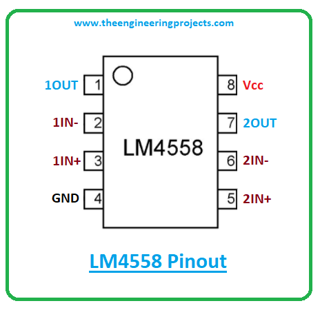 Introduction to lm4558, lm4558 pinout, lm4558 power ratings, lm4558 applications