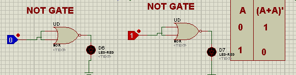 Logic Gates, NOR Gate, Universal Gate, NOR as universal Gate, Proteus and Gates, Implementation of NOR Gate in Proteus, Proteus Circuit Gates.