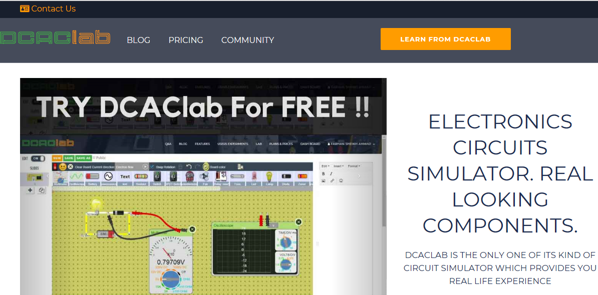 electronics circuit simulator