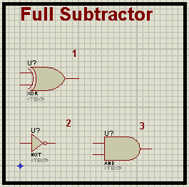 Full subtrctor, 2 bit full subtractor, 2 bit full subtactor in Proteus ISIS, Full Subtractor in Proteus ISIS.