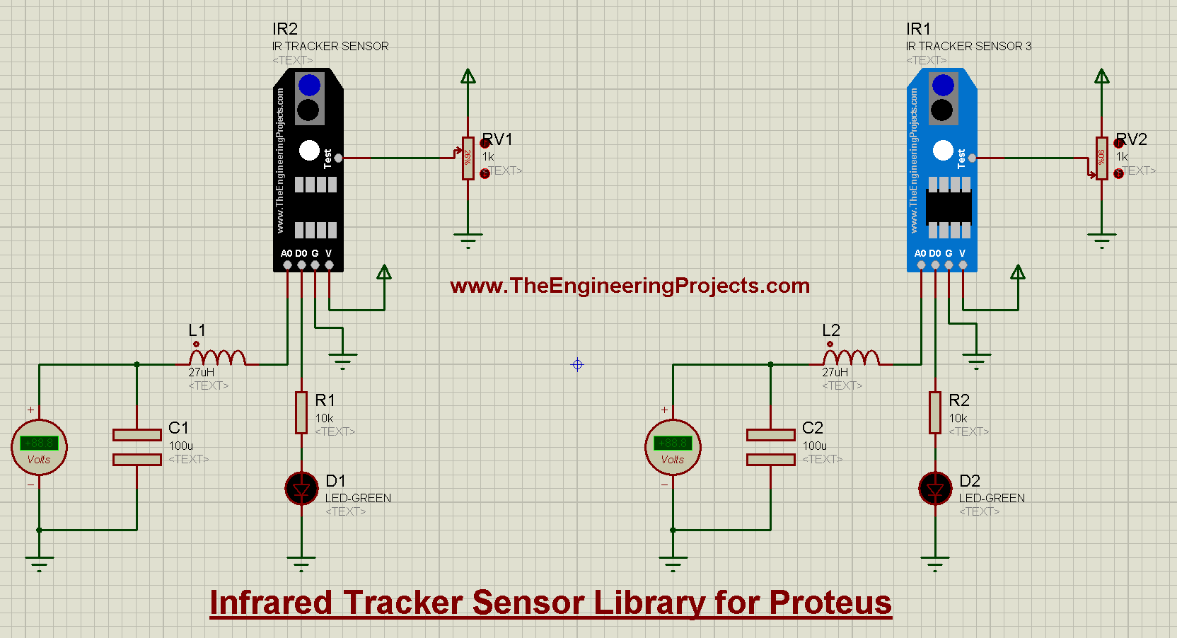 Infrared Tracker Sensor Library for Proteus, Infrared Tracker Sensor in Proteus, Infrared Tracker Sensor Proteus, ir in proteus, infrared proteus, infrared in proteus, ir proteus simulation, infrared sensor in proteus