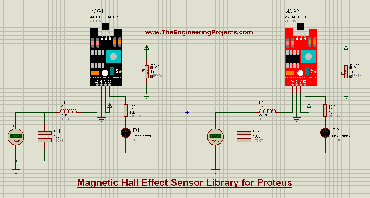 Magnetic Hall Effect Sensor Library for Proteus, magnetic hall effect sensor, Magnetic Hall Effect Sensor in Proteus, proteus simulation of hall effect, hall effect in proteus, hall effect sensor in proteus, ky024 in proteus, ky-024 proteus simulation