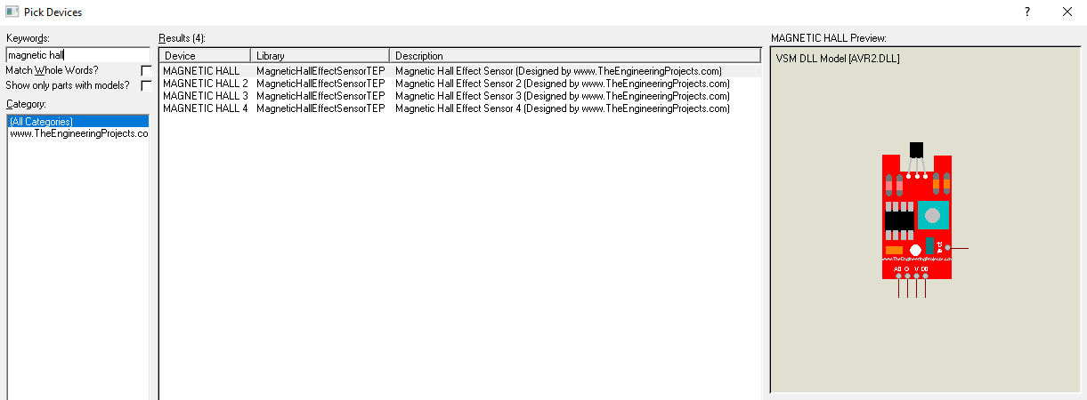 Magnetic Hall Effect Sensor Library for Proteus, magnetic hall effect sensor, Magnetic Hall Effect Sensor in Proteus, proteus simulation of hall effect, hall effect in proteus, hall effect sensor in proteus, ky024 in proteus, ky-024 proteus simulation