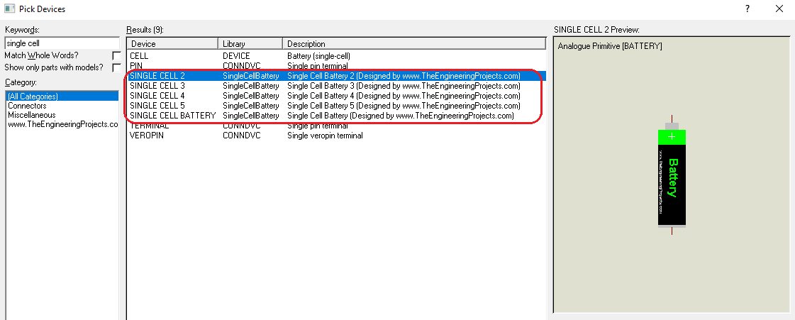 Proteus Library of Single Cell Battery, Single Cell Battery Library for Proteus, single cell in proteus, cell battery proteus, proteus cell battery, cell battery, single cell battery, single cell proteus simulation