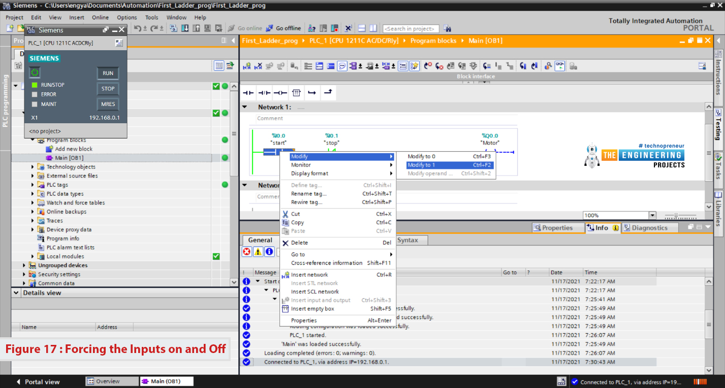 Ladder logic contact, Normally open contact, Normally close contact, The coil, Create our very first ladder program, Creating a new project on the TIA portal, Writing the first program on the TIA portal software, Simulating the first ladder logic program, Simulating our first program, Simulating ANR, OR, and NOT logic, AND logic, OR logic, NOT logic, Enjoying simulation of the latching ladder program, Latching output, Latching ladder code simulation, Latching using set and reset, The signal edges