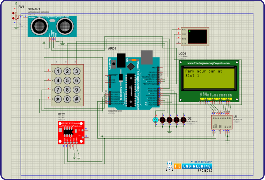 Car parking system with automatic billing using arduino, software to install, project overview, components details, Arduino uno, LCD module, keypad 3x4, ultrasonic sensor, RTC module, circuit diagram working, Arduino code for the accident detection, void setup(), void loop(), results/working