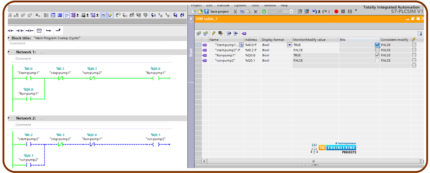 interlock in ladder logic programming, What is interlock, types of interlock, Logical interlock in ladder logic programming, interlock in plc, interlocking plc simulation, interlocking in ladder logic