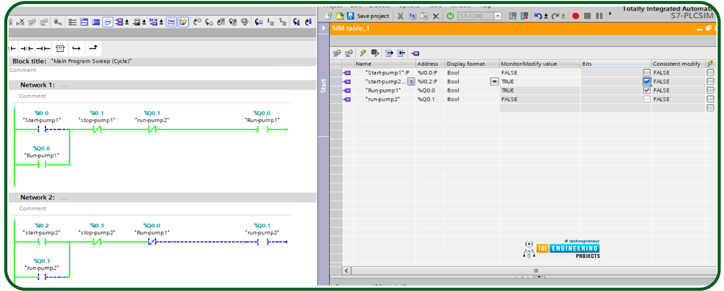 interlock in ladder logic programming, What is interlock, types of interlock, Logical interlock in ladder logic programming, interlock in plc, interlocking plc simulation, interlocking in ladder logic