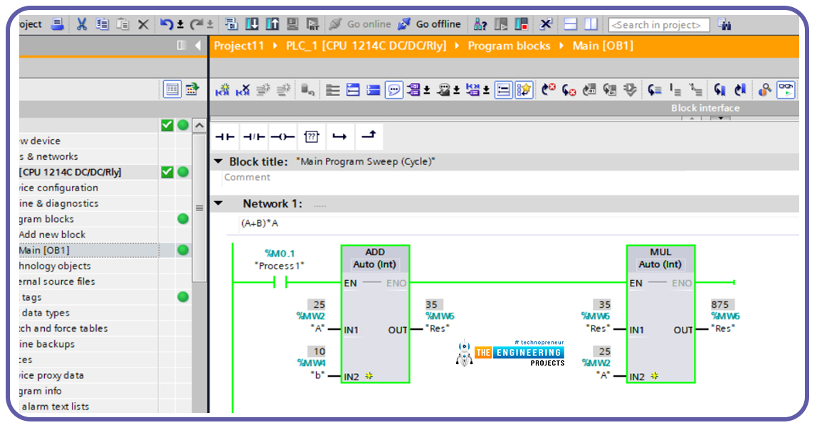 Mathematical Calculations in PLC, math operations in plc, Mathematical Calculations in ladder logic, addition in plc, subtraction in ladder logic, negation in plc, math operation in plc simulator