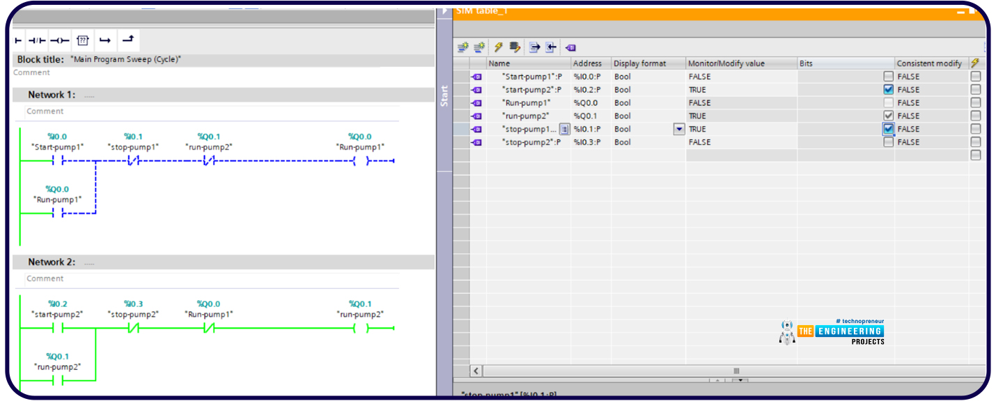 interlock in ladder logic programming, What is interlock, types of interlock, Logical interlock in ladder logic programming, interlock in plc, interlocking plc simulation, interlocking in ladder logic