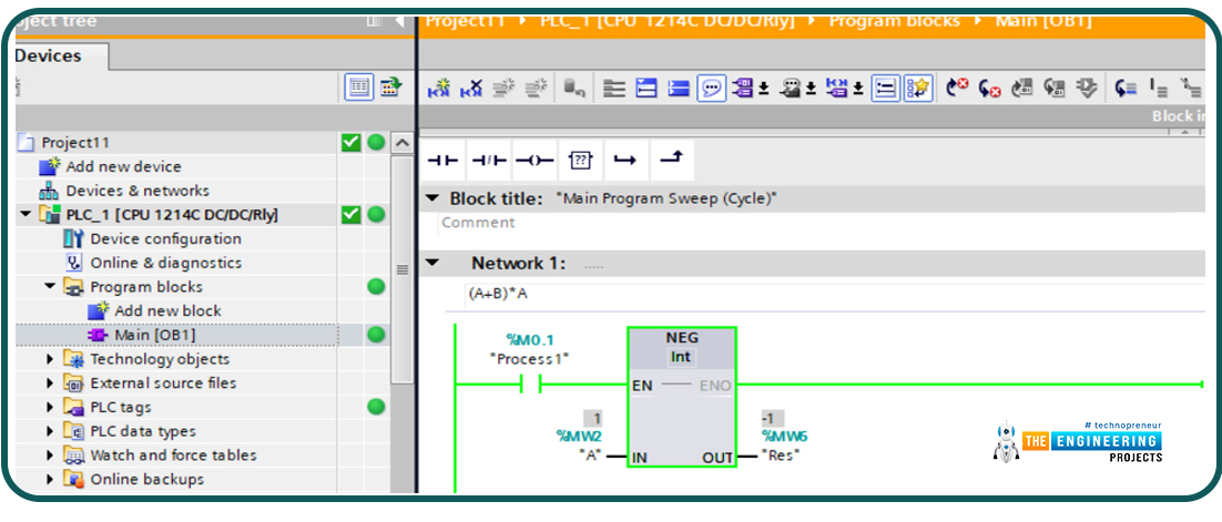 Mathematical Calculations in PLC, math operations in plc, Mathematical Calculations in ladder logic, addition in plc, subtraction in ladder logic, negation in plc, math operation in plc simulator