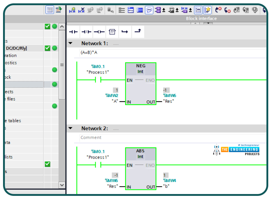 Mathematical Calculations in PLC, math operations in plc, Mathematical Calculations in ladder logic, addition in plc, subtraction in ladder logic, negation in plc, math operation in plc simulator