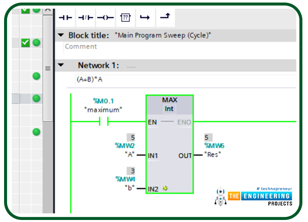 Mathematical Calculations in PLC, math operations in plc, Mathematical Calculations in ladder logic, addition in plc, subtraction in ladder logic, negation in plc, math operation in plc simulator