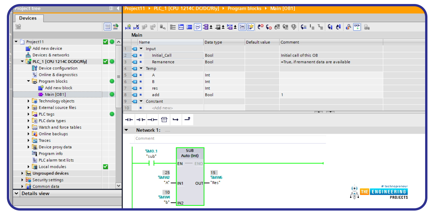 Mathematical Calculations in PLC, math operations in plc, Mathematical Calculations in ladder logic, addition in plc, subtraction in ladder logic, negation in plc, math operation in plc simulator