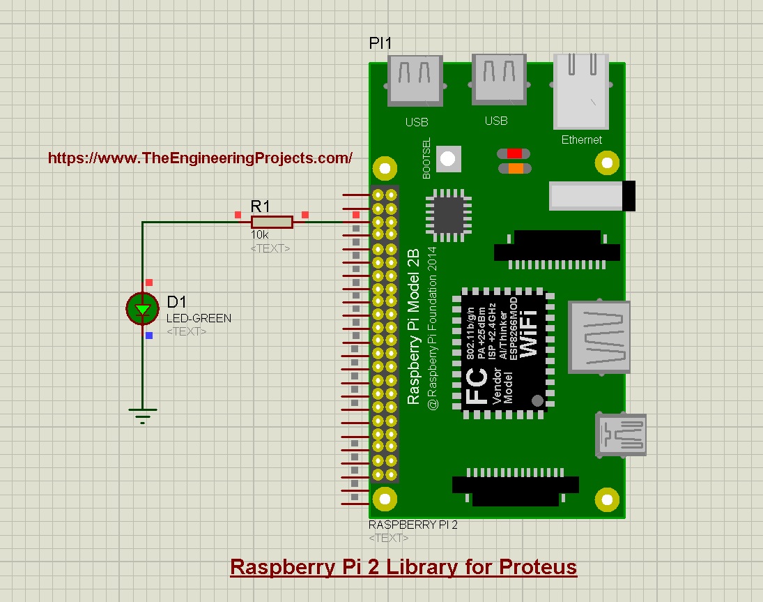 Raspberry Pi 2 Library for Proteus, Raspberry pi simulation, simulate raspberry pi, raspbery pi 2 in proteus, proteus raspberry pi