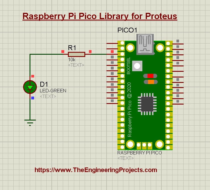 Raspberry Pi Pico Library for Proteus, Raspberry Pi Pico in Proteus, Pico Proteus, Proteus Pico, Raspberry Pi Pico simulation in Proteus, Simulation of Raspberry Pi Pico