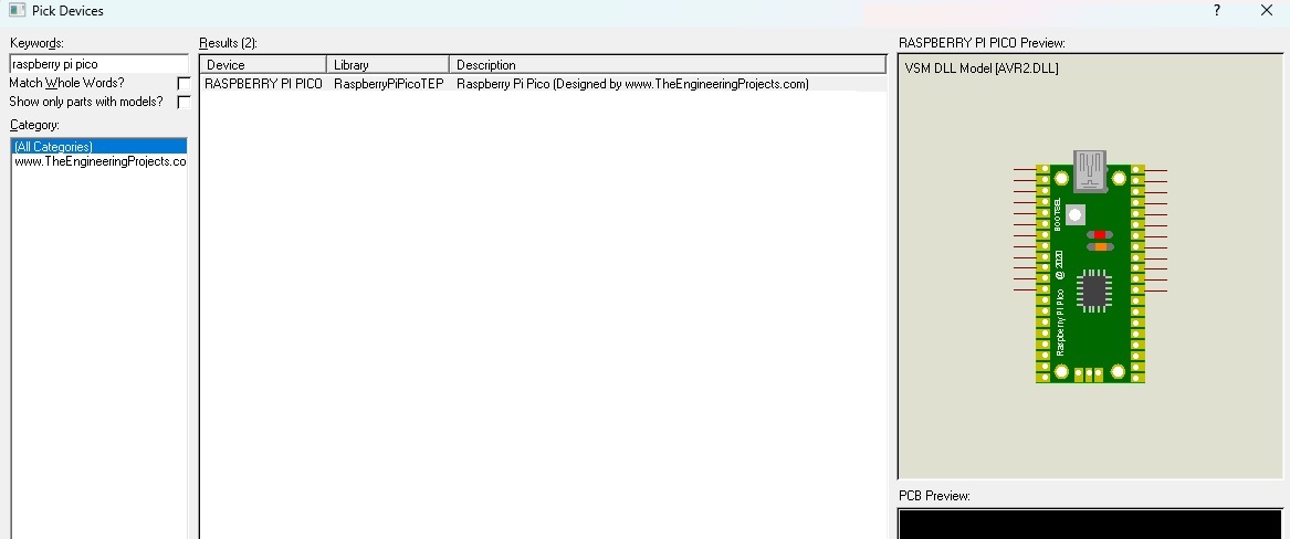 Raspberry Pi Pico Library For Proteus The Engineering Projects 3143