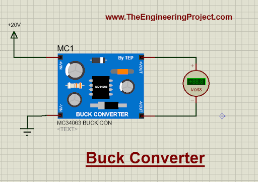 MC34063 Buck Converter Library for Proteus, MC34063 Proteus Library, Buck converter proteus, proteus buck converter