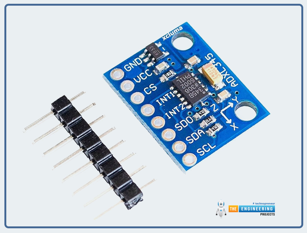 ADXL345 3-Axis Digital Accelerometer, ADXL345, ADXL345 Pinout, ADXL345 Specs, ADXL345 Features, ADXL345 Working, ADXL345 Applications