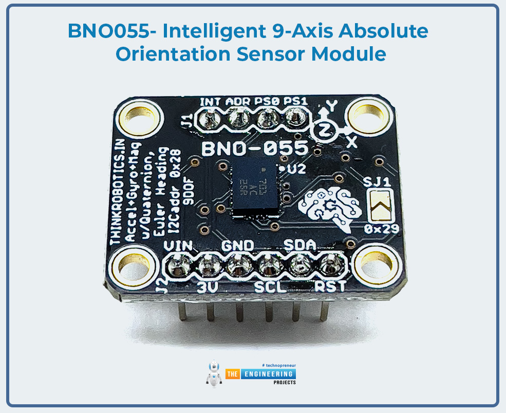 Embedded Sensor BNO055, BNO055 pinout, BNO055 datasheet, BNO055 features, BNO055 applications,9-axis Absolute Orientation Sensor Module