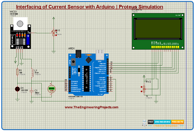 Interfacing of Current Sensor with Arduino, Proteus Simulation