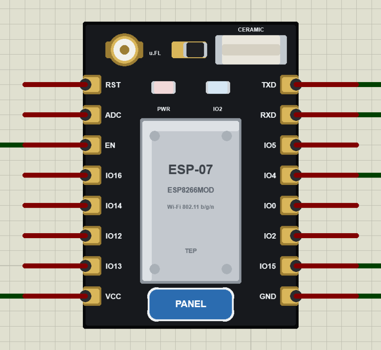 ESP-07 Library for Proteus: ESP8266 Wi-Fi Module with u.FL Antenna ...
