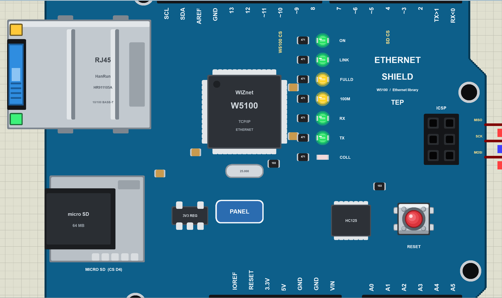 Arduino Ethernet Shield in Proteus asking DHCP for an address: RX and TX lit