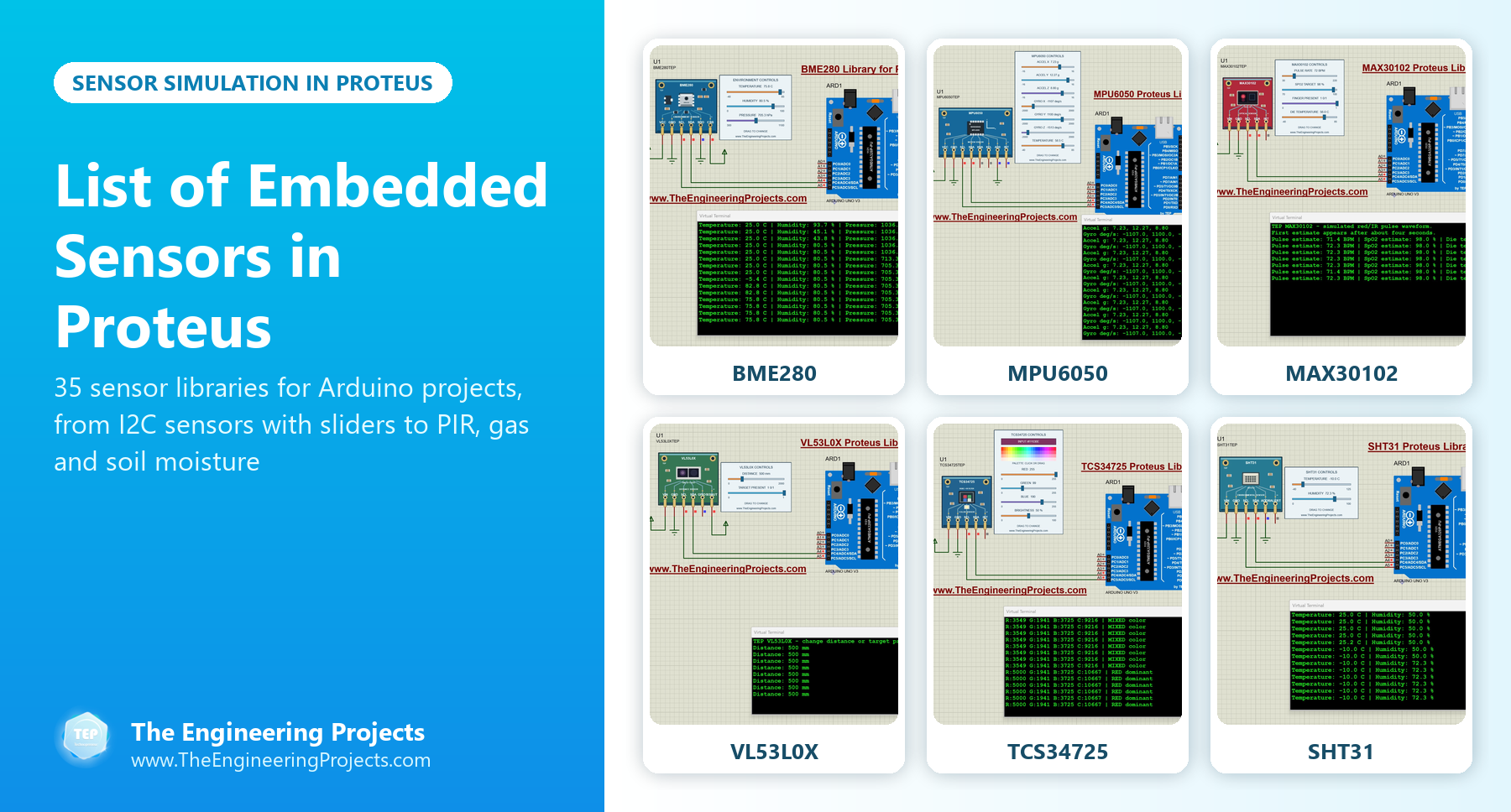 List of Embedded Sensors in Proteus: 35 sensor libraries for Arduino projects