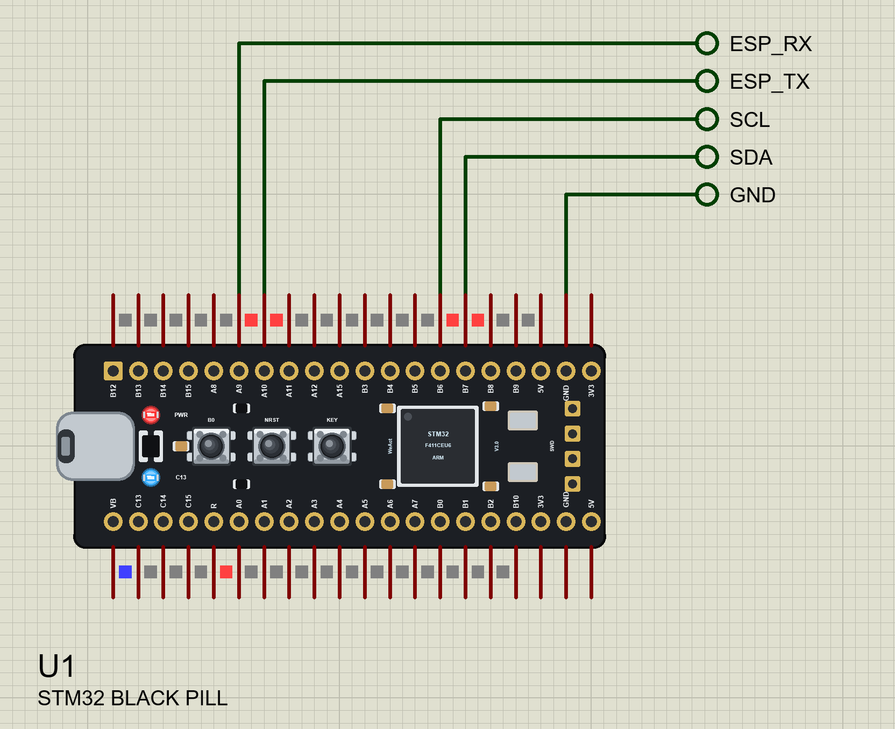 STM32 Black Pill Library for Proteus: an attitude and heading display with an MPU9250, a GY-271 and an OLED