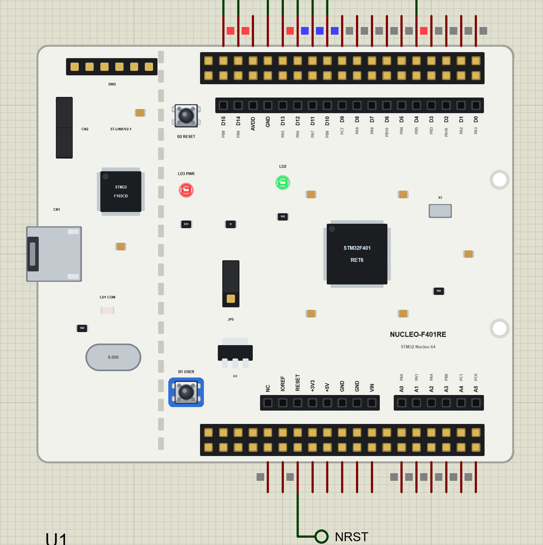 STM32 Nucleo-F401RE Library for Proteus: a weather data logger with a BMP280, a DS3231 and the Ethernet Shield 2